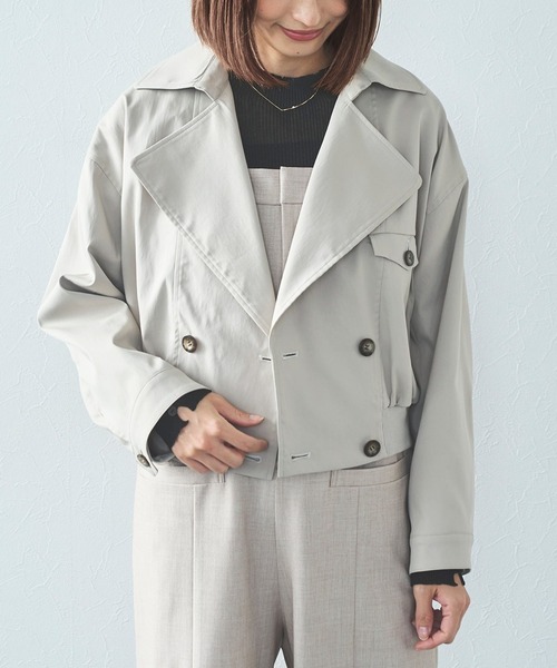 Sirin(シリン)の「≪手洗い可≫ ダブルボタンショートブルゾン(ブルゾン・レディース・ライトベージュ/オリーブ・FREE)」の7枚目の写真