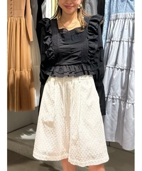 rienda（リエンダ）の「コットンレースジャストウエストハーフパンツ（スラックス・レディース・ホワイト・SMALL/MEDIUM）」の18枚目の写真