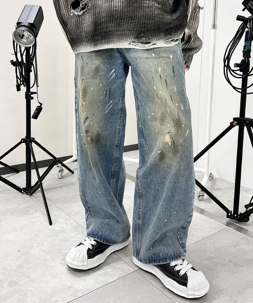 Figments(フィグメンツ)の「ペイントバギーデニム(デニムパンツ・レディース・ブルー・SMALL/MEDIUM/LARGE)」の1枚目の写真