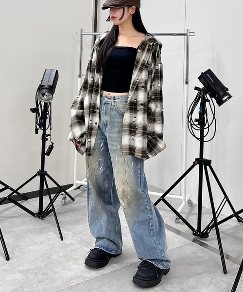 Figments(フィグメンツ)の「ペイントバギーデニム(デニムパンツ・レディース・ブルー・SMALL/MEDIUM/LARGE)」の6枚目の写真