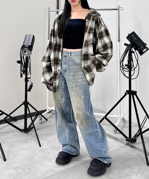 Figments(フィグメンツ)の「ペイントバギーデニム(デニムパンツ・レディース・ブルー・SMALL/MEDIUM/LARGE)」の5枚目の写真