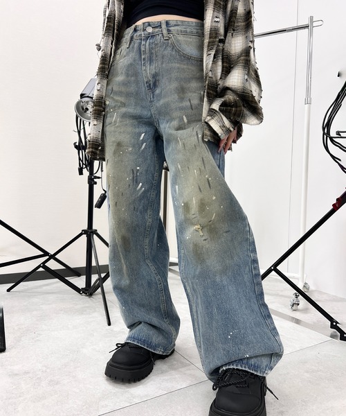 Figments(フィグメンツ)の「ペイントバギーデニム(デニムパンツ・レディース・ブルー・SMALL/MEDIUM/LARGE)」の4枚目の写真