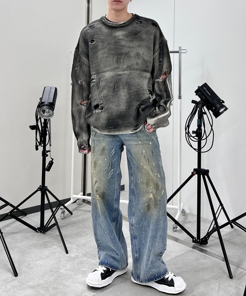 Figments(フィグメンツ)の「ペイントバギーデニム(デニムパンツ・レディース・ブルー・SMALL/MEDIUM/LARGE)」の8枚目の写真