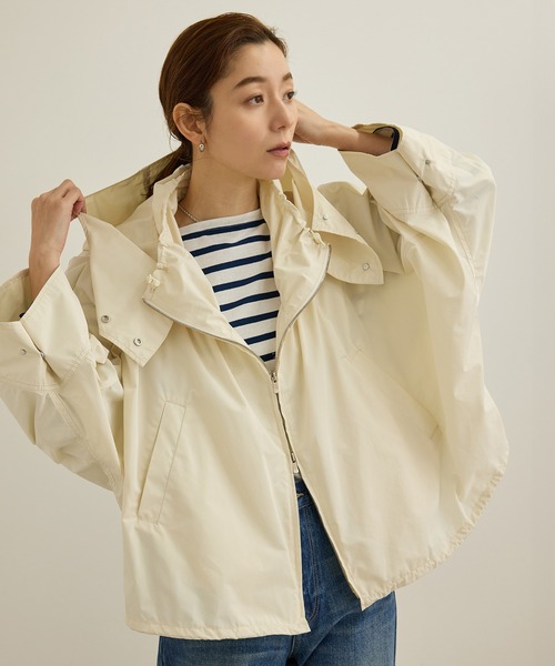 撥水】シルク混タフタギャザーマウンテンパーカ/洗える（マウンテン