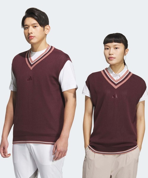 adidas（アディダス）の「ビヨンド ザ コース ルーズフィット ニットベスト【adidas Golf/アディダスゴルフ】（ベスト・メンズ・ブラック/ホワイト/レッド系その他・XX-LARGE/LARGE/MEDIUM/SMALL/X-LARGE/XX-SMALL/X-SMALL）」の3枚目の写真