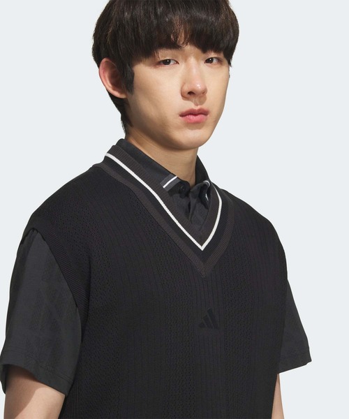 adidas（アディダス）の「ビヨンド ザ コース ルーズフィット ニットベスト【adidas Golf/アディダスゴルフ】（ベスト・メンズ・ブラック/ホワイト/レッド系その他・XX-LARGE/LARGE/MEDIUM/SMALL/X-LARGE/XX-SMALL/X-SMALL）」の10枚目の写真