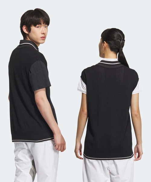 adidas（アディダス）の「ビヨンド ザ コース ルーズフィット ニットベスト【adidas Golf/アディダスゴルフ】（ベスト・メンズ・ブラック/ホワイト/レッド系その他・XX-LARGE/LARGE/MEDIUM/SMALL/X-LARGE/XX-SMALL/X-SMALL）」の4枚目の写真