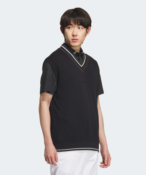 adidas（アディダス）の「ビヨンド ザ コース ルーズフィット ニットベスト【adidas Golf/アディダスゴルフ】（ベスト・メンズ・ブラック/ホワイト/レッド系その他・XX-LARGE/LARGE/MEDIUM/SMALL/X-LARGE/XX-SMALL/X-SMALL）」の6枚目の写真