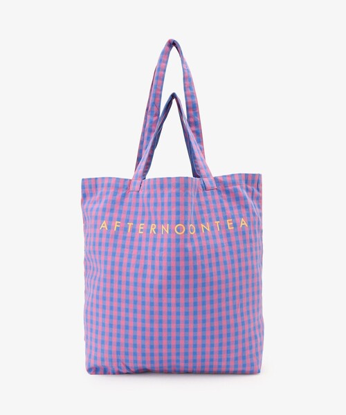Afternoon Tea(アフタヌーンティー)の「【WEB限定】ギンガムチェックトートバッグL(トートバッグ・レディース・ピンク・ONE SIZE)」の1枚目の写真