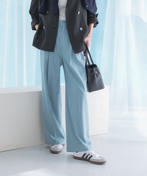 【GUMZZI】ハイウエストワイドスラックスパンツto28699 パンツ 防シワハイウエストワイドスラックス レディース