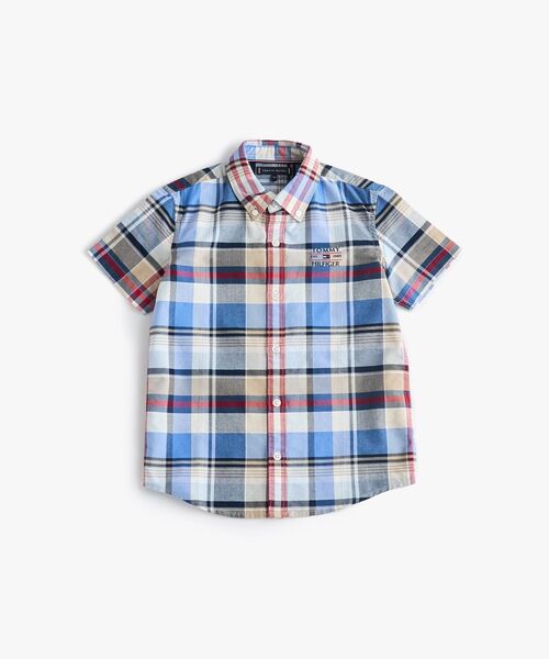 TOMMY HILFIGER（トミーヒルフィガー）の「BOYS ショートスリーブチェックシャツ（シャツ/ブラウス・キッズ・マルチ/ホワイト・130cm/160cm/150cm/140cm）」の2枚目の写真