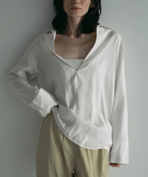 anuke(アンヌーク)の「anuke Skipper Sheer Shirts 62510428(シャツ/ブラウス・レディース・ブラック/ホワイト・FREE)」の1枚目の写真