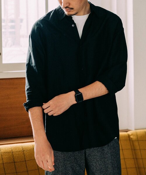 EDIFICE（エディフィス）の「シアー リネン レギュラーカラーシャツ（シャツ/ブラウス・メンズ・ブラック/ホワイト/ピンク/ブルー系その他/チャコールグレー・LARGE/MEDIUM/SMALL）」の3枚目の写真