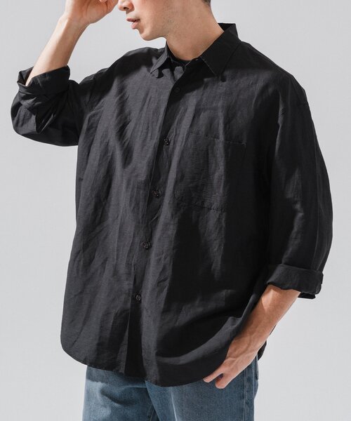 EDIFICE（エディフィス）の「シアー リネン レギュラーカラーシャツ（シャツ/ブラウス・メンズ・ブラック/ホワイト/ピンク/ブルー系その他/チャコールグレー・LARGE/MEDIUM/SMALL）」の7枚目の写真