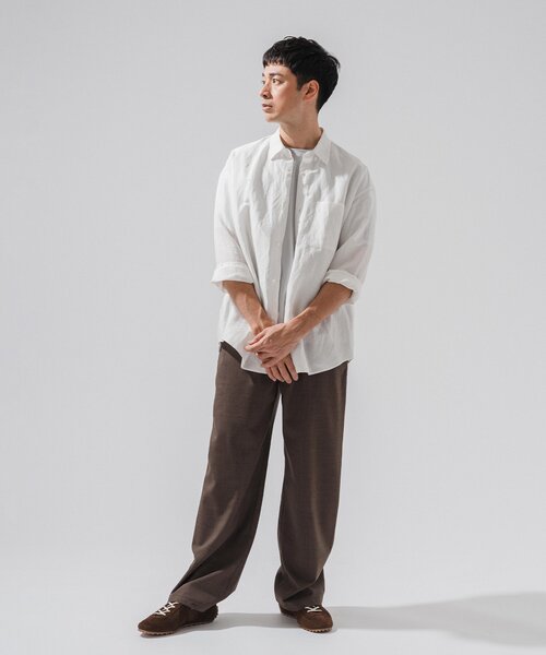EDIFICE Herdmans リネン 23ss ワイドカラーシャツ　M 美品 EDIFICE Herdmans リネン 23ss ワイドカラーシャツ M 美品
