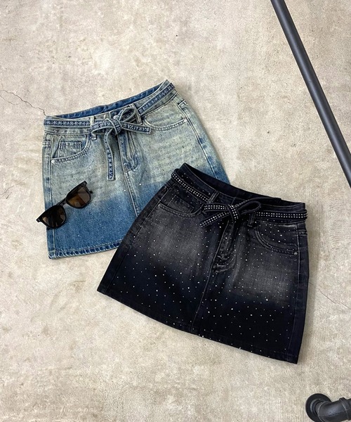 non-hedge(ノンヘッジ)の「デニムストーンミニスカート(デニムスカート・レディース・ブラック/ブルー・S/M)」の5枚目の写真