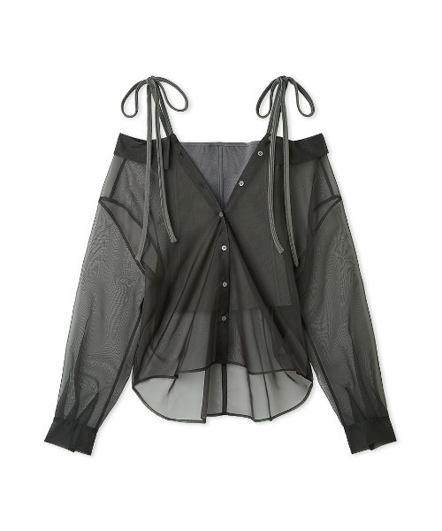 FRAY I.D｜ショルダーリボンニットレイヤードシャツ | Rakuten