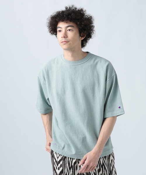 Champion(チャンピオン)の「【Champion(チャンピオン)】別注GARMENT DYE半袖Tシャツ(Tシャツ/カットソー・メンズ・ベビーピンク/クリアブルー/チャコール・MEDIUM/LARGE)」の2枚目の写真