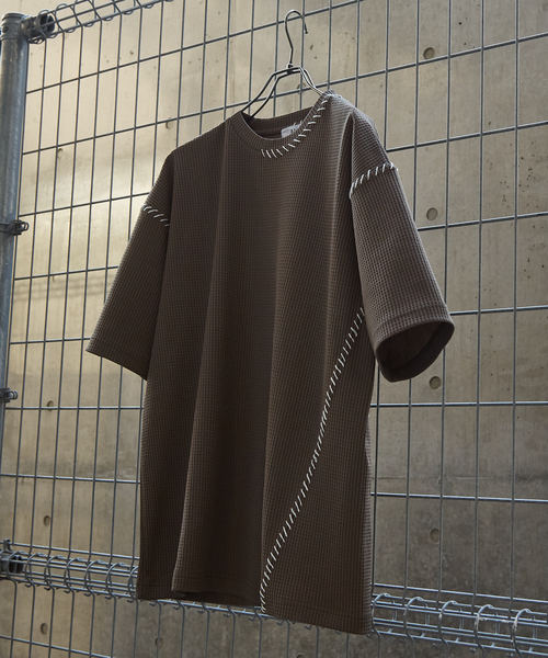 AH ABAHOUSE（エーエイチアバハウス）の「【AH ABAHOUSE】PERFECTEX ハンドステッチ ワッフル 半袖Tシャツ（Tシャツ/カットソー・メンズ・ホワイト/ブラック/グレイッシュベージュ・46/48）」の3枚目の写真
