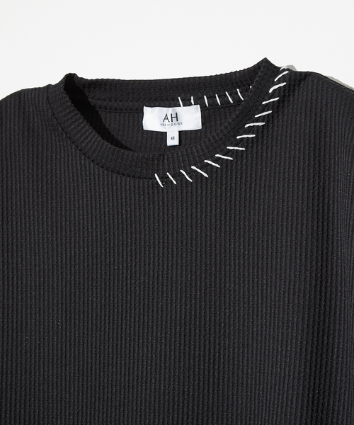 AH ABAHOUSE（エーエイチアバハウス）の「【AH ABAHOUSE】PERFECTEX ハンドステッチ ワッフル 半袖Tシャツ（Tシャツ/カットソー・メンズ・ホワイト/ブラック/グレイッシュベージュ・46/48）」の6枚目の写真