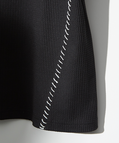 AH ABAHOUSE（エーエイチアバハウス）の「【AH ABAHOUSE】PERFECTEX ハンドステッチ ワッフル 半袖Tシャツ（Tシャツ/カットソー・メンズ・ホワイト/ブラック/グレイッシュベージュ・46/48）」の9枚目の写真