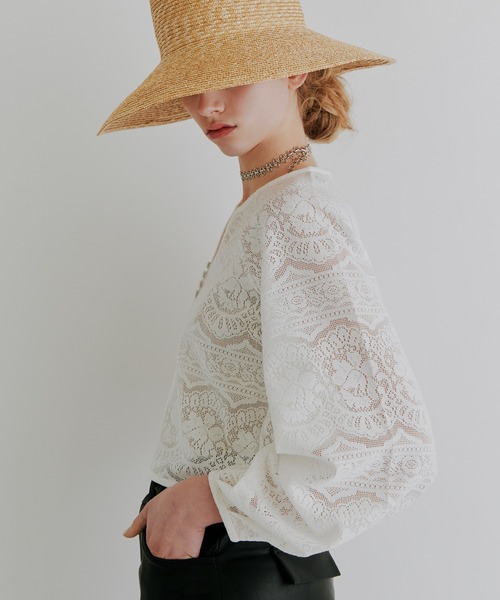 kiehtova(キエトヴァ)の「【kiehtova】LACE VOLUMESLEEVE BLOUSE/レース ボリュームスリーブ ブラウス KTWR27(シャツ/ブラウス・レディース・ホワイト/ブラック・FREE)」の10枚目の写真