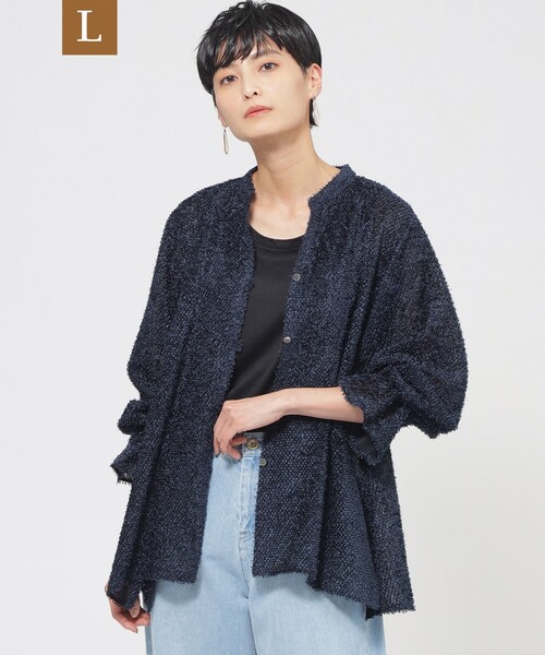 EVEX by KRIZIA(エヴェックスバイクリツィア)の「【L】【1枚で決まる】【ウォッシャブル】ヘアリ-ジャカードブラウス(シャツ/ブラウス・レディース・オフホワイト/ダークネイビー・44)」の3枚目の写真
