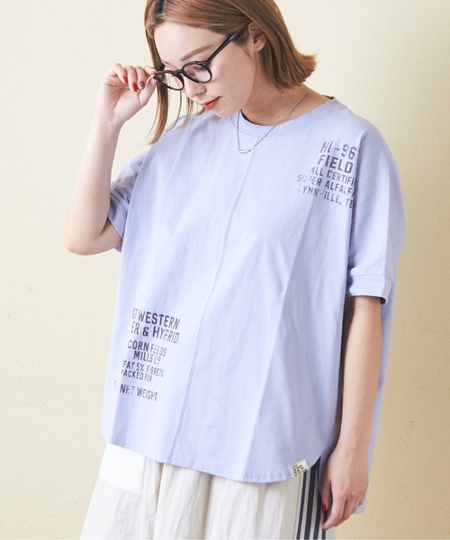 CUBE SUGAR(キューブシュガー)の「OE天竺汗染み防止加工ドルマンスリーブTシャツ(Tシャツ/カットソー・レディース・トップグレー/マルチ/ラベンダー/ブラック/ホワイト・M)」の5枚目の写真