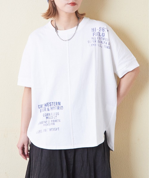 CUBE SUGAR(キューブシュガー)の「OE天竺汗染み防止加工ドルマンスリーブTシャツ(Tシャツ/カットソー・レディース・トップグレー/マルチ/ラベンダー/ブラック/ホワイト・M)」の2枚目の写真