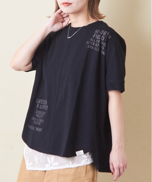 CUBE SUGAR(キューブシュガー)の「OE天竺汗染み防止加工ドルマンスリーブTシャツ(Tシャツ/カットソー・レディース・トップグレー/マルチ/ラベンダー/ブラック/ホワイト・M)」の3枚目の写真