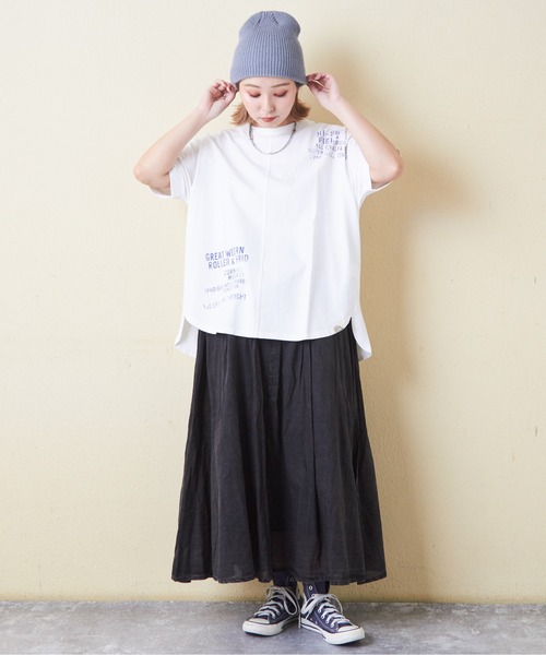 CUBE SUGAR(キューブシュガー)の「OE天竺汗染み防止加工ドルマンスリーブTシャツ(Tシャツ/カットソー・レディース・トップグレー/マルチ/ラベンダー/ブラック/ホワイト・M)」の6枚目の写真