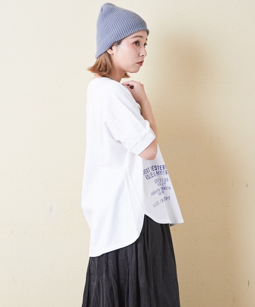 CUBE SUGAR(キューブシュガー)の「OE天竺汗染み防止加工ドルマンスリーブTシャツ(Tシャツ/カットソー・レディース・トップグレー/マルチ/ラベンダー/ブラック/ホワイト・M)」の9枚目の写真