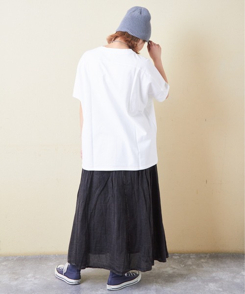 CUBE SUGAR(キューブシュガー)の「OE天竺汗染み防止加工ドルマンスリーブTシャツ(Tシャツ/カットソー・レディース・トップグレー/マルチ/ラベンダー/ブラック/ホワイト・M)」の11枚目の写真