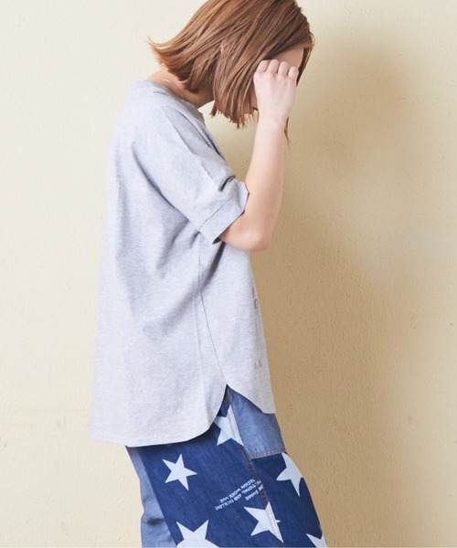 CUBE SUGAR(キューブシュガー)の「OE天竺汗染み防止加工ドルマンスリーブTシャツ(Tシャツ/カットソー・レディース・トップグレー/マルチ/ラベンダー/ブラック/ホワイト・M)」の13枚目の写真