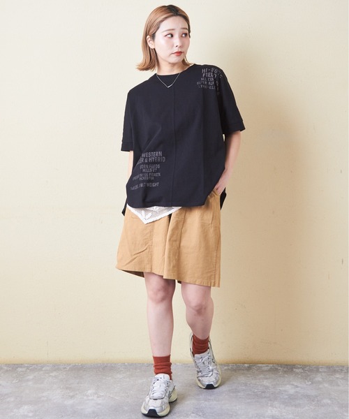 CUBE SUGAR(キューブシュガー)の「OE天竺汗染み防止加工ドルマンスリーブTシャツ(Tシャツ/カットソー・レディース・トップグレー/マルチ/ラベンダー/ブラック/ホワイト・M)」の16枚目の写真