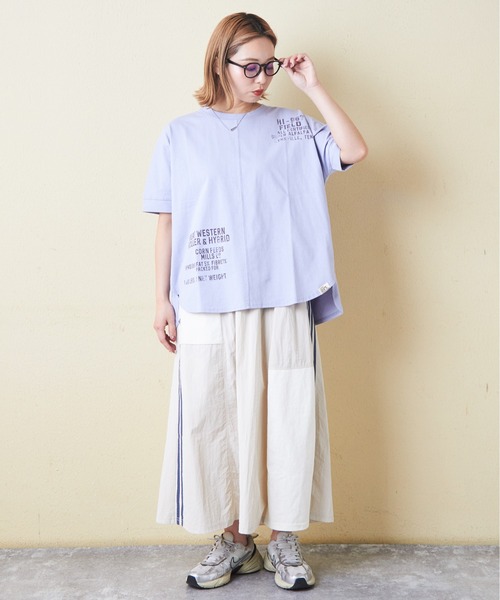 CUBE SUGAR(キューブシュガー)の「OE天竺汗染み防止加工ドルマンスリーブTシャツ(Tシャツ/カットソー・レディース・トップグレー/マルチ/ラベンダー/ブラック/ホワイト・M)」の19枚目の写真