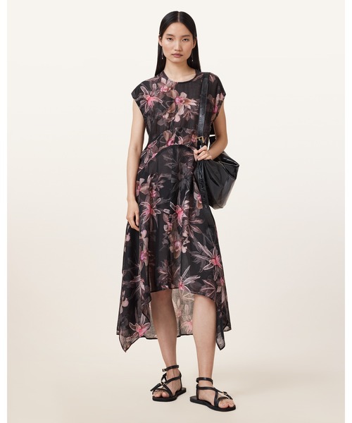 ALLSAINTS(オールセインツ)の「ARWEN FLORAL PRINT MAXI DRESS | ARWEN フローラル プリント マキシ ドレス・ワンピース(ワンピース・レディース・ブラック系その他・10/8/6/4/12)」の1枚目の写真