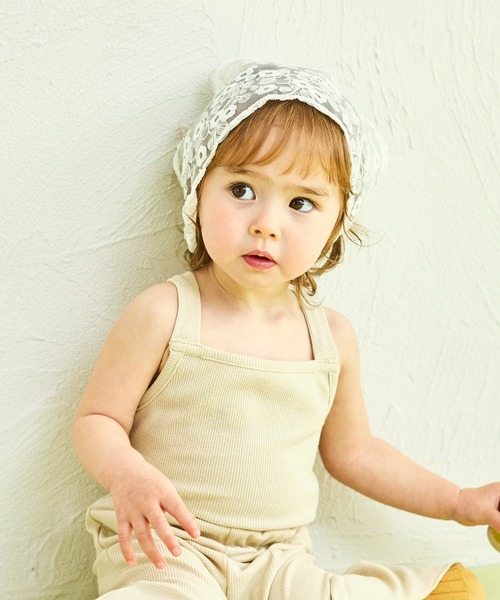 sea and shells by pairmanon（シーアンドシェルズバイペアマノン）の「【sea and shells by pairmanon】バッククロス メロー リブ キャミソール（その他ベビーウェア・キッズ・アイボリー/グリーン/ブラウン・90/80/110/100）」の2枚目の写真