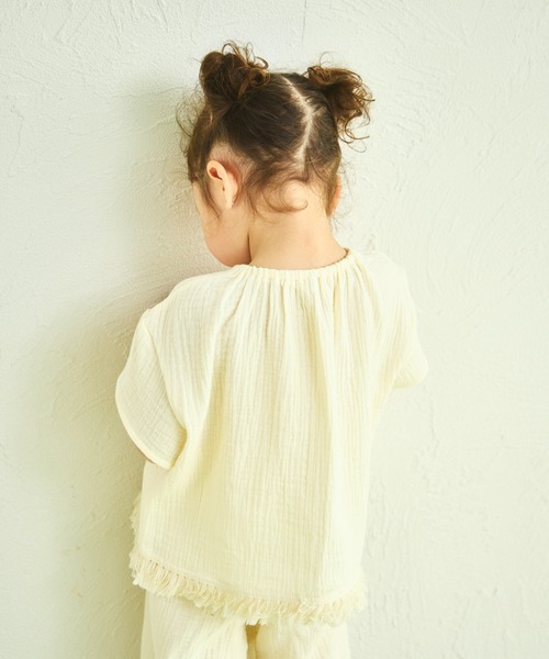 sea and shells by pairmanon（シーアンドシェルズバイペアマノン）の「【sea and shells by pairmanon】フリンジ付き リラックス セットアップ（その他ベビーウェア・キッズ・アイボリー/グリーン系その他/ブラウン・100/110/80/90）」の5枚目の写真