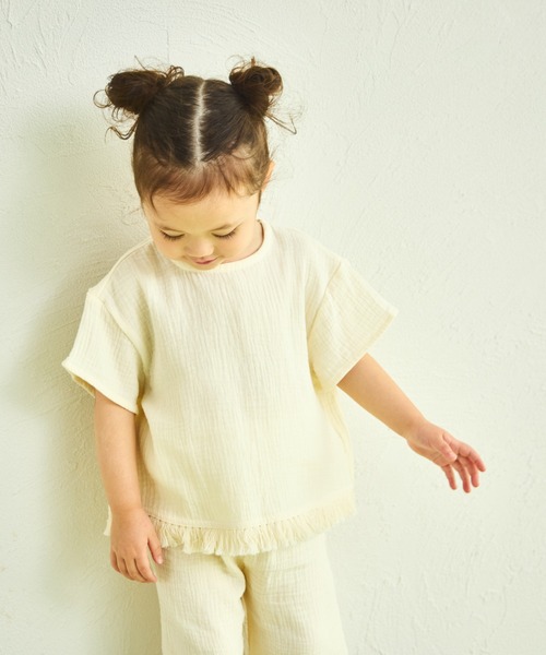 sea and shells by pairmanon（シーアンドシェルズバイペアマノン）の「【sea and shells by pairmanon】フリンジ付き リラックス セットアップ（その他ベビーウェア・キッズ・アイボリー/グリーン系その他/ブラウン・100/110/80/90）」の7枚目の写真