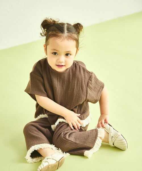 sea and shells by pairmanon（シーアンドシェルズバイペアマノン）の「【sea and shells by pairmanon】フリンジ付き リラックス セットアップ（その他ベビーウェア・キッズ・アイボリー/グリーン系その他/ブラウン・100/110/80/90）」の10枚目の写真