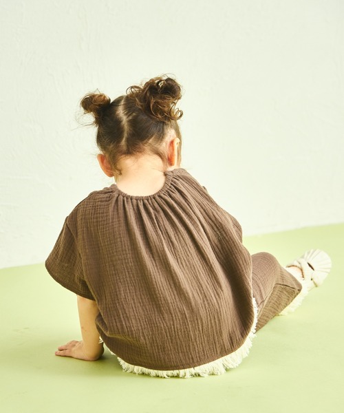 sea and shells by pairmanon（シーアンドシェルズバイペアマノン）の「【sea and shells by pairmanon】フリンジ付き リラックス セットアップ（その他ベビーウェア・キッズ・アイボリー/グリーン系その他/ブラウン・100/110/80/90）」の11枚目の写真