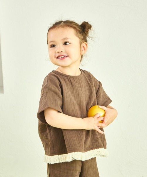 sea and shells by pairmanon（シーアンドシェルズバイペアマノン）の「【sea and shells by pairmanon】フリンジ付き リラックス セットアップ（その他ベビーウェア・キッズ・アイボリー/グリーン系その他/ブラウン・100/110/80/90）」の13枚目の写真