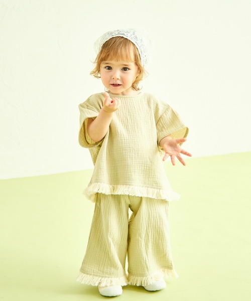 sea and shells by pairmanon（シーアンドシェルズバイペアマノン）の「【sea and shells by pairmanon】フリンジ付き リラックス セットアップ（その他ベビーウェア・キッズ・アイボリー/グリーン系その他/ブラウン・100/110/80/90）」の17枚目の写真