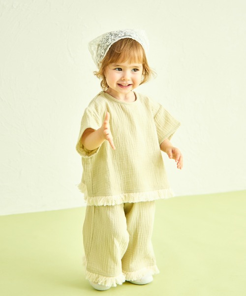 sea and shells by pairmanon（シーアンドシェルズバイペアマノン）の「【sea and shells by pairmanon】フリンジ付き リラックス セットアップ（その他ベビーウェア・キッズ・アイボリー/グリーン系その他/ブラウン・100/110/80/90）」の21枚目の写真