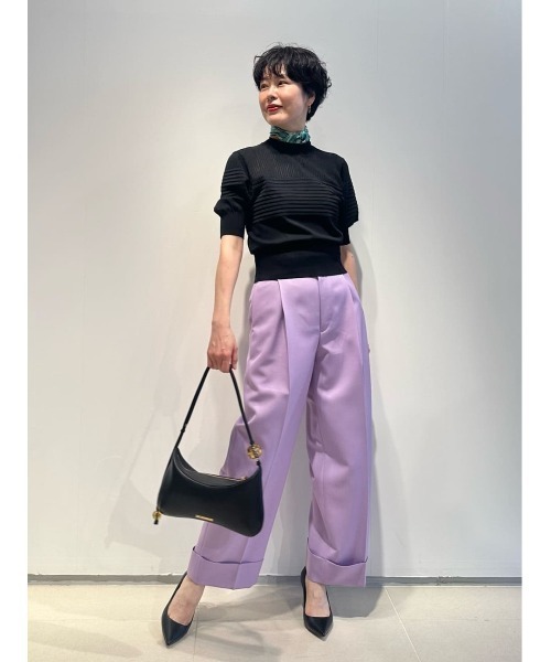 ESTNATION(エストネーション)の「ESTNATION / メッシュ パフスリーブ ニット(ニット/セーター・レディース・オフホワイト/ブラック/ピンク・FREE)」の9枚目の写真