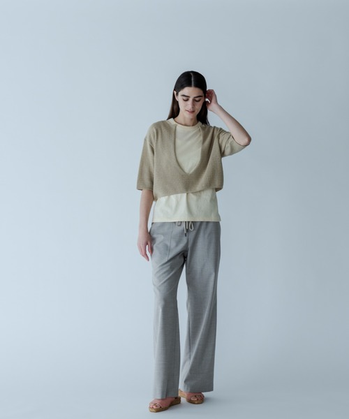ニット セーター MEYAME/メヤメ　ロングスリットハーフスリーブニット　LONG SLIT HALF-SLEEVE KNIT レディース MEYAME/メヤメ ロングスリットハーフスリーブニット LONG SLIT