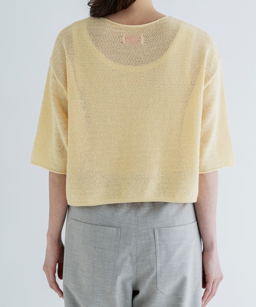 ニット セーター MEYAME/メヤメ　ロングスリットハーフスリーブニット　LONG SLIT HALF-SLEEVE KNIT レディース MEYAME/メヤメ ロングスリットハーフスリーブニット LONG SLIT