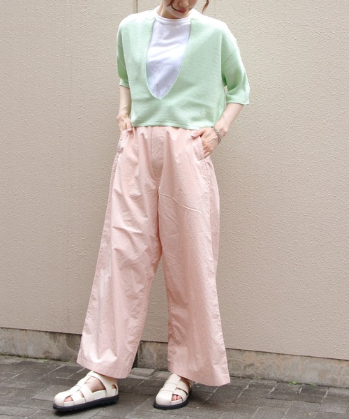 MEYAME メヤメ　LONG SLIT HALF-SLEEVE KNIT LONG SLIT HALF-SLEEVE KNIT – MEYAME