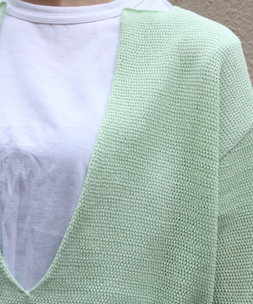 MEYAME メヤメ　LONG SLIT HALF-SLEEVE KNIT LONG SLIT HALF-SLEEVE KNIT – MEYAME